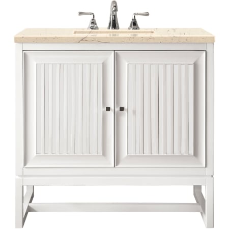 James Martin Vanities Athens 30" Free Standing Single Wood Vanity Set with Quartz Top Glossy White
