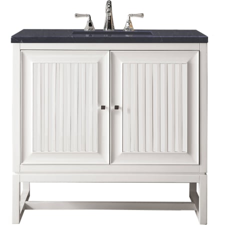James Martin Vanities Athens 36" Free Standing Single Wood Vanity Set with Quartz Top Glossy White
