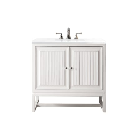 James Martin Vanities Athens 36" Free Standing Single Basin Vanity Set with Cabinet and Quartz Vanity Top Glossy White