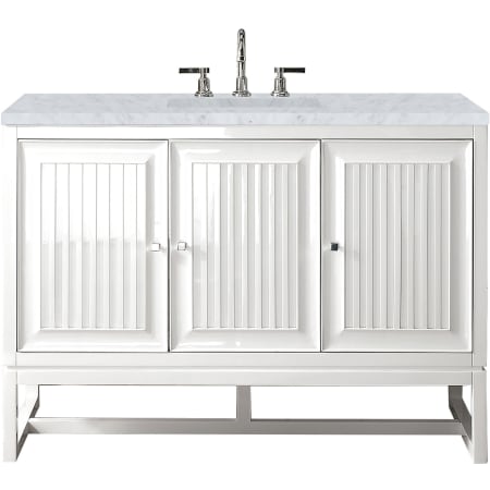James Martin Vanities Athens 48" Free Standing Single Wood Vanity Set with Marble Top Glossy White