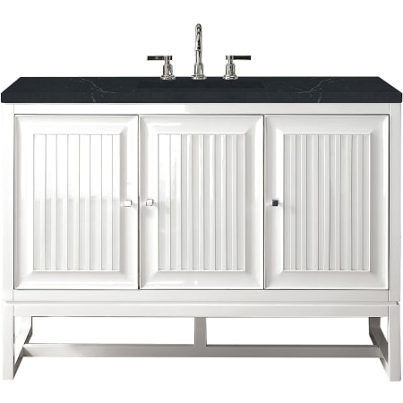 James Martin Vanities Athens 48" Free Standing Single Wood Vanity Set with Quartz Top Glossy White