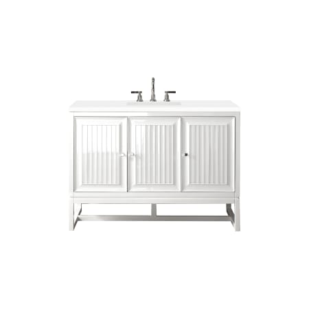 James Martin Vanities Athens 48" Free Standing Single Basin Vanity Set with Cabinet and Quartz Vanity Top Glossy White
