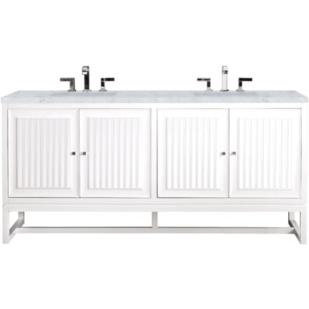 James Martin Vanities Athens 72" Free Standing Double Wood Vanity Set with Marble Top Glossy White