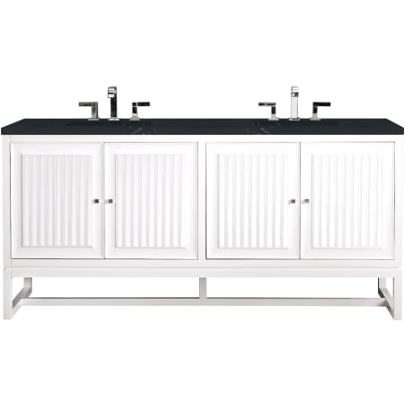 James Martin Vanities Athens 72" Free Standing Double Wood Vanity Set with Quartz Top Glossy White