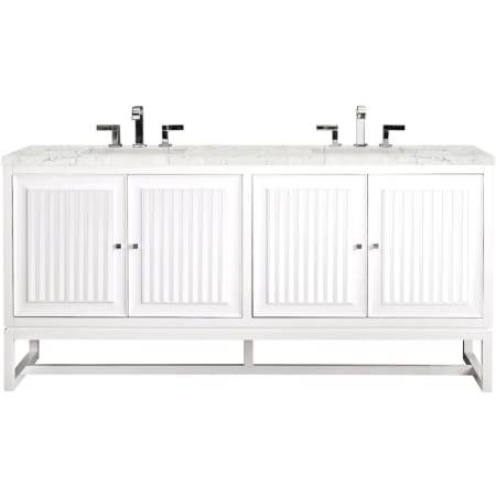 James Martin Vanities Athens 72" Free Standing Double Wood Vanity Set with Quartz Top Glossy White