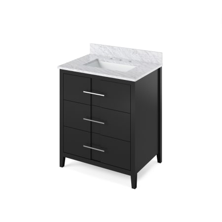 Jeffrey Alexander Katara 30" Free Standing Vanity Set with Cabinet and Marble Vanity Top - FINAL SALE Black / White Carrara