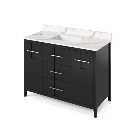 Jeffrey Alexander Katara 48" Free Standing Vanity Set with Cabinet and Quartz Vanity Top Black / Calacatta Vienna