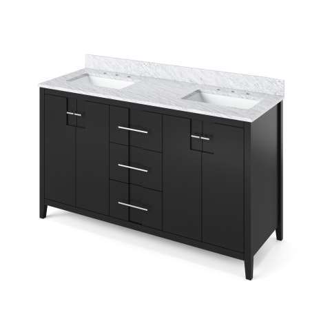 Jeffrey Alexander Katara 60" Free Standing Vanity Set with Cabinet and Marble Vanity Top - FINAL SALE Black / White Carrara