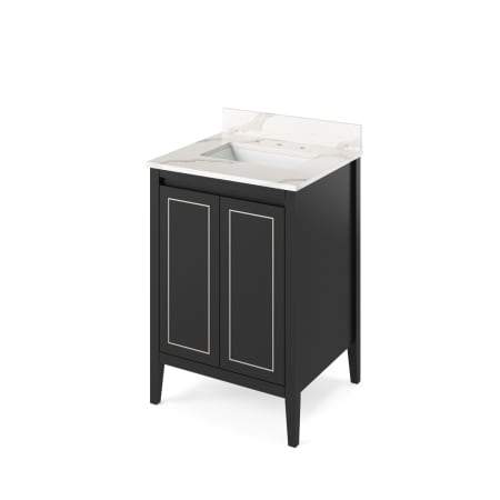 Jeffrey Alexander Percival II 24" Free Standing Vanity Set with Cabinet and Quartz Vanity Top Black / Calacatta Vienna