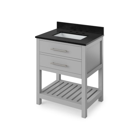 Jeffrey Alexander Wavecrest 30" Free Standing Vanity Set with Cabinet and Granite Vanity Top Grey / Black