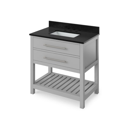 Jeffrey Alexander Wavecrest II 36" Free Standing Vanity Set with Cabinet and Granite Vanity Top Grey / Black