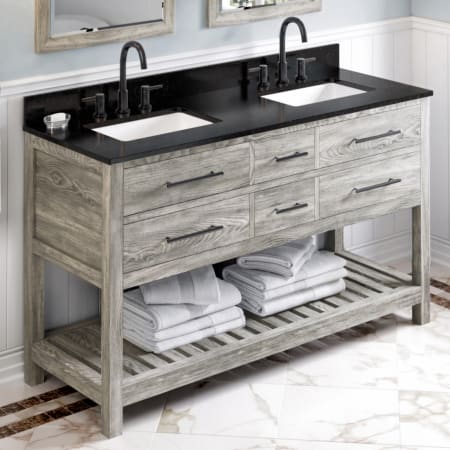 Jeffrey Alexander Wavecrest II 60" Free Standing Vanity Set with Cabinet and Granite Vanity Top