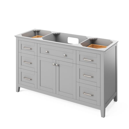 Jeffrey Alexander Chatham 60" Single Free Standing Vanity Cabinet - Less Vanity Top Grey