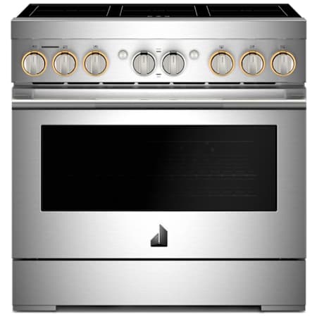 JennAir 36 Inch Wide Free Standing Induction Range with Knob Controls and Viewing Window Stainless Steel