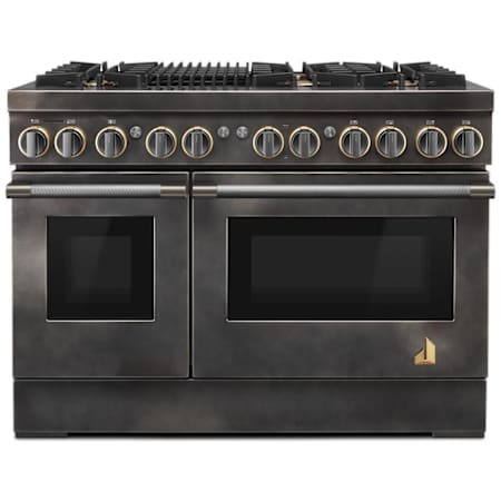 JennAir Smoke and Brass 48 Inch Wide 6.3 Cu. Ft. Free Standing Dual Fuel Range Smoke