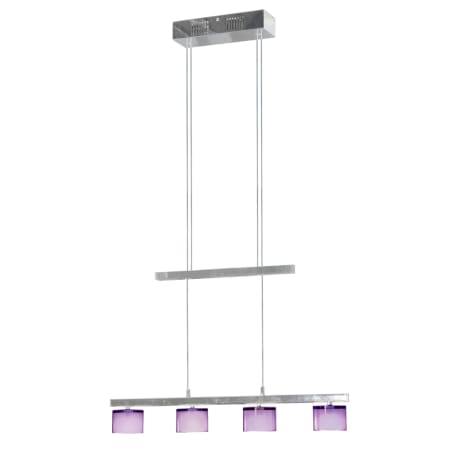 Jesco Lighting Evisage 4 Light Chandelier with Crystal Rectangular Shades Chrome / Amethyst