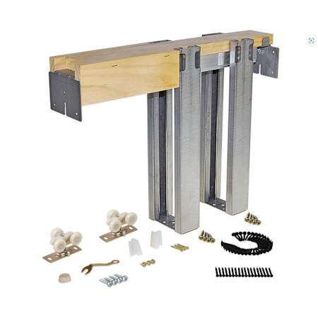 Johnson Hardware 1500 Series Pocket Door System Frame Kit for 36" x 80" Doors with Steel Studs and 2" x 4" Stud Walls Steel / Aluminum