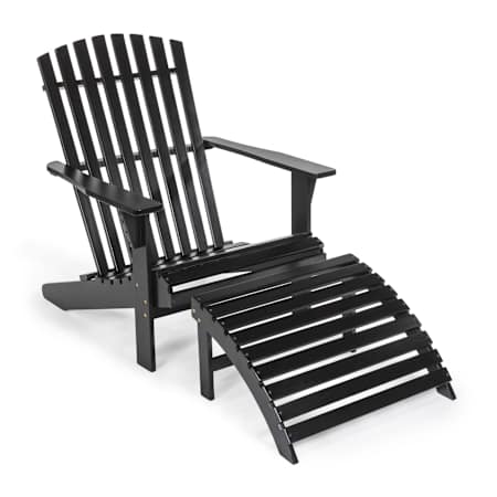 JONATHAN Y Lighting Saranac 31" Wide Wood Framed Adirondack Chair Black