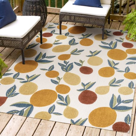 JONATHAN Y Lighting 5' x 8' Polypropylene Lemon Indoor/Outdoor Rectangular Area Rug Orange / Beige / Cream