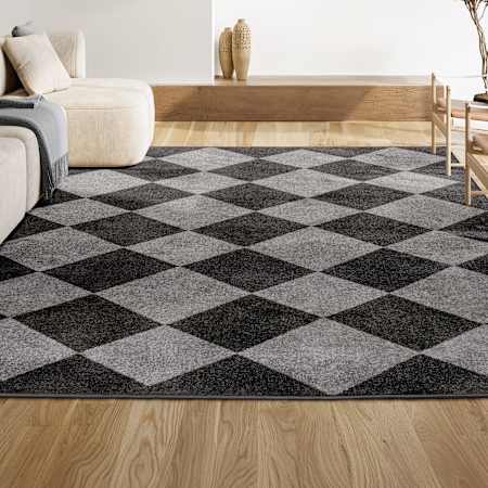 JONATHAN Y Lighting Draper 7-3/4' x 10' Geometric and Trellis Indoor Rectangular Area Rug Dark Gray / Light Gray