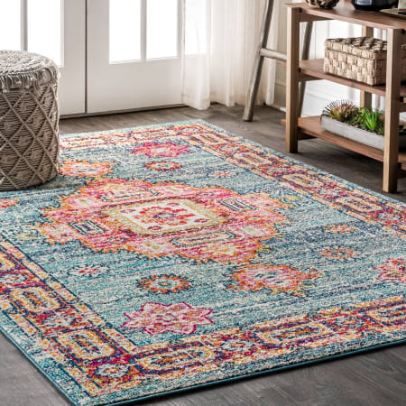 JONATHAN Y Lighting Bohemian FLAIR 7-3/4' x 10' Polypropylene Vintage Traditional Rectangle Area Rug Blue / Red