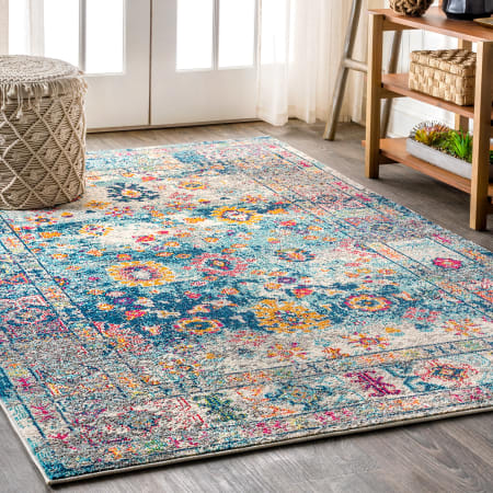 JONATHAN Y Lighting Bohemian FLAIR 7-3/4' x 10' Polypropylene Vintage Traditional Rectangle Area Rug Blue / Cream