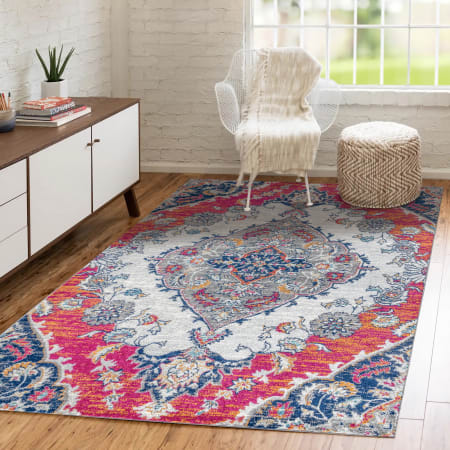 JONATHAN Y Lighting Bohemian FLAIR 4' x 6' Polypropylene Vintage Transitional Rectangle Area Rug Blue / Multi