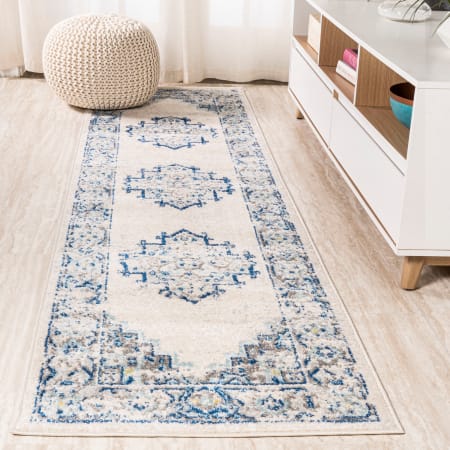 JONATHAN Y Lighting Bohemian FLAIR 2-1/4' x 8' Polypropylene Vintage Indoor Runner Blue / Gray