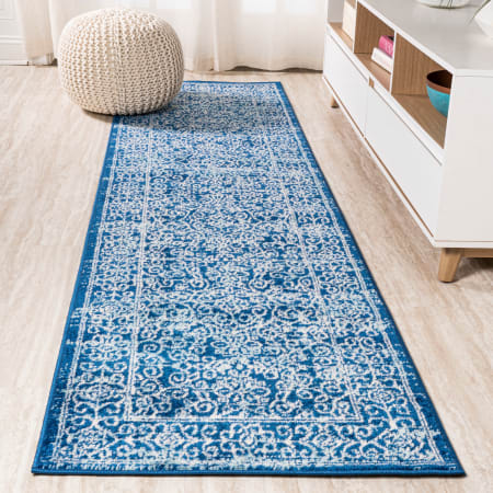 JONATHAN Y Lighting Bohemian FLAIR 2-1/4' x 8' Polypropylene Vintage Indoor Runner Blue