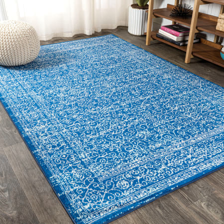JONATHAN Y Lighting Bohemian FLAIR 7-3/4' x 10' Polypropylene Vintage Indoor Area Rug Blue