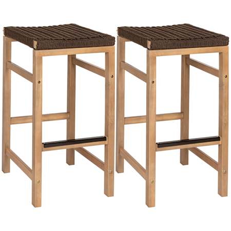 JONATHAN Y Lighting Armand 17" Wide Rope Bar Stool - Set of 2 Brown