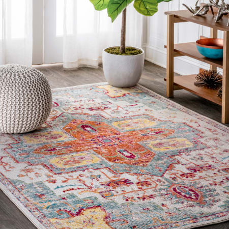 JONATHAN Y Lighting California Vintage 5-1/4' x 7-1/2' Polypropylene Vintage Traditional Rectangle Area Rug Coral / Blue / Multi