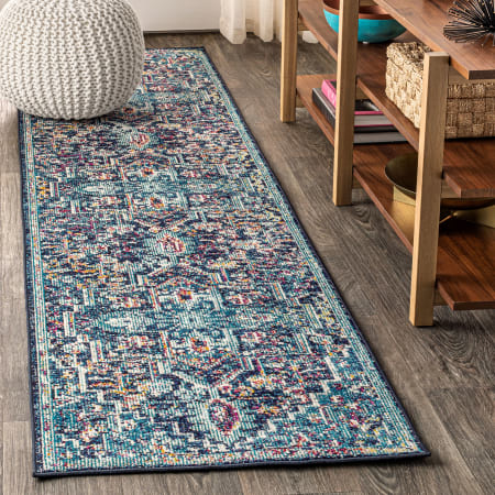 JONATHAN Y Lighting California Vintage 2-1/4' x 8' Polypropylene Vintage Traditional Runner Peacock Blue / Navy