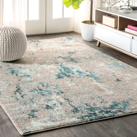 JONATHAN Y Lighting Contemporary POP 7-3/4' x 10' Polypropylene Vintage Abstract Rectangle Area Rug Faded Gray / Blue