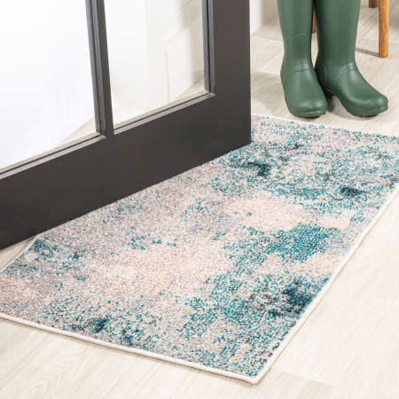 JONATHAN Y Lighting Contemporary Pop 2' x 3' Polypropylene Abstract Indoor Rectangular Area Rug Cream / Blue