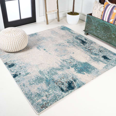 JONATHAN Y Lighting Contemporary Pop 6' x 6' Polypropylene Abstract Indoor Area Rug Cream / Blue