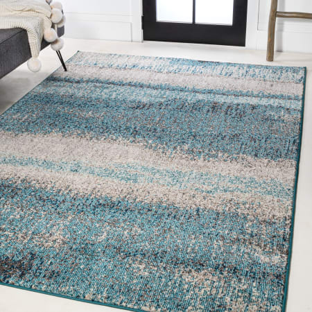 JONATHAN Y Lighting Contemporary Pop 7-3/4' x 10' Polypropylene Vintage Rectangle Area Rug Cream / Turquoise