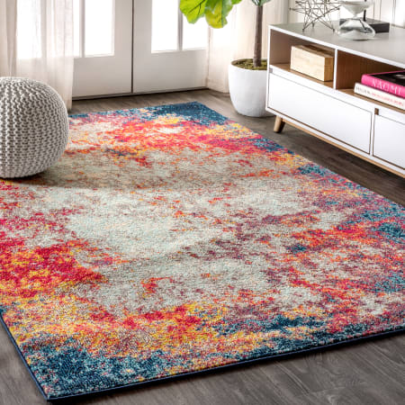 JONATHAN Y Lighting Contemporary POP 3' x 5' Polypropylene Vintage Abstract Rectangle Area Rug Cream / Blue