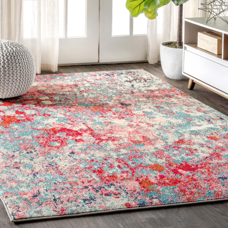 JONATHAN Y Lighting Contemporary POP 5-1/4' x 7-1/2' Polypropylene Vintage Abstract Rectangle Area Rug Blue / Red