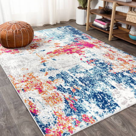 JONATHAN Y Lighting Contemporary POP 4' x 6' Polypropylene Vintage Indoor Area Rug Blue / Multi
