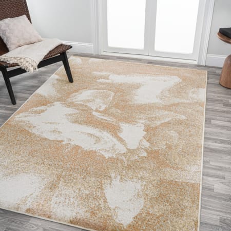 JONATHAN Y Lighting 4' x 6' Polypropylene Abstract Indoor/Outdoor Rectangular Area Rug Orange / Beige / Cream