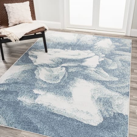 JONATHAN Y Lighting 3' x 5' Polypropylene Abstract Indoor/Outdoor Rectangular Area Rug Blue / Cream