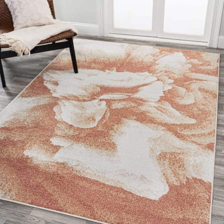 JONATHAN Y Lighting 4' x 6' Polypropylene Abstract Indoor/Outdoor Rectangular Area Rug Orange / Cream