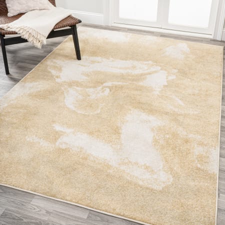 JONATHAN Y Lighting 3' x 5' Polypropylene Abstract Indoor/Outdoor Rectangular Area Rug Gold / Cream