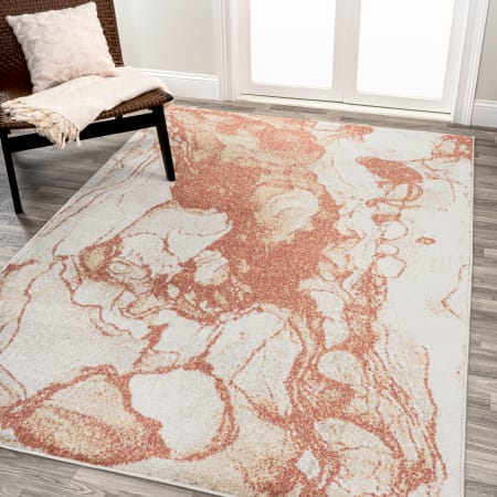 JONATHAN Y Lighting 5' x 8' Polypropylene Abstract Indoor/Outdoor Rectangular Area Rug Orange / Cream