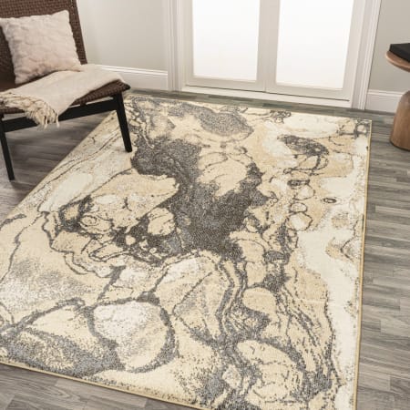 JONATHAN Y Lighting 4' x 6' Polypropylene Abstract Indoor/Outdoor Rectangular Area Rug Gold / Gray