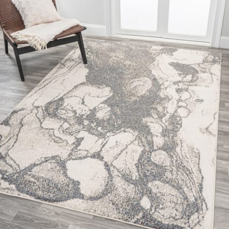 JONATHAN Y Lighting 5' x 8' Polypropylene Abstract Indoor/Outdoor Rectangular Area Rug Gray / Cream