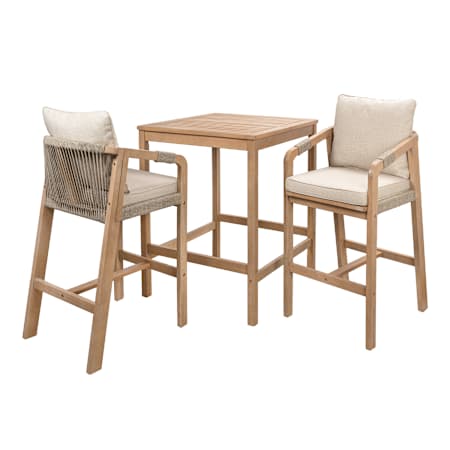 JONATHAN Y Lighting Porto 3 Piece Acacia and Polyester Framed Polyester Outdoor Dining Set Beige / Light Teak