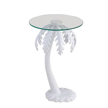 JONATHAN Y Lighting Vince 16" Wide Glass Top Metal Table White