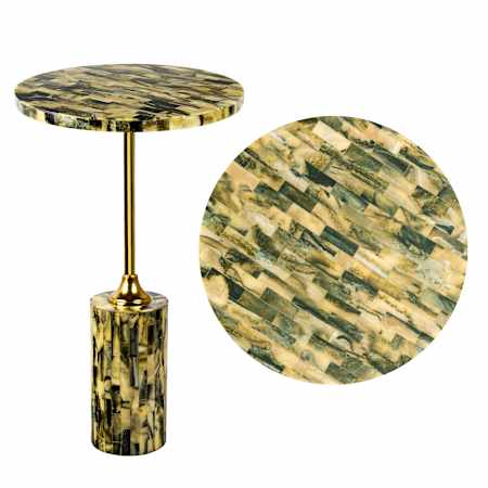 JONATHAN Y Lighting Hedda 14" Wide Resin Top Metal Table Yellow / Black / Gold